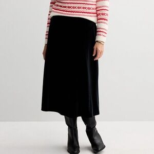 NWT Croft & Barrow mineral black velvet midi skirt size petite XL